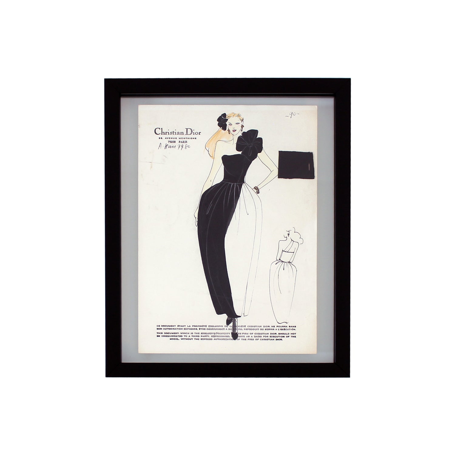 Vintage Haute Couture Christian Dior Fashion Sketch – German Valdivia