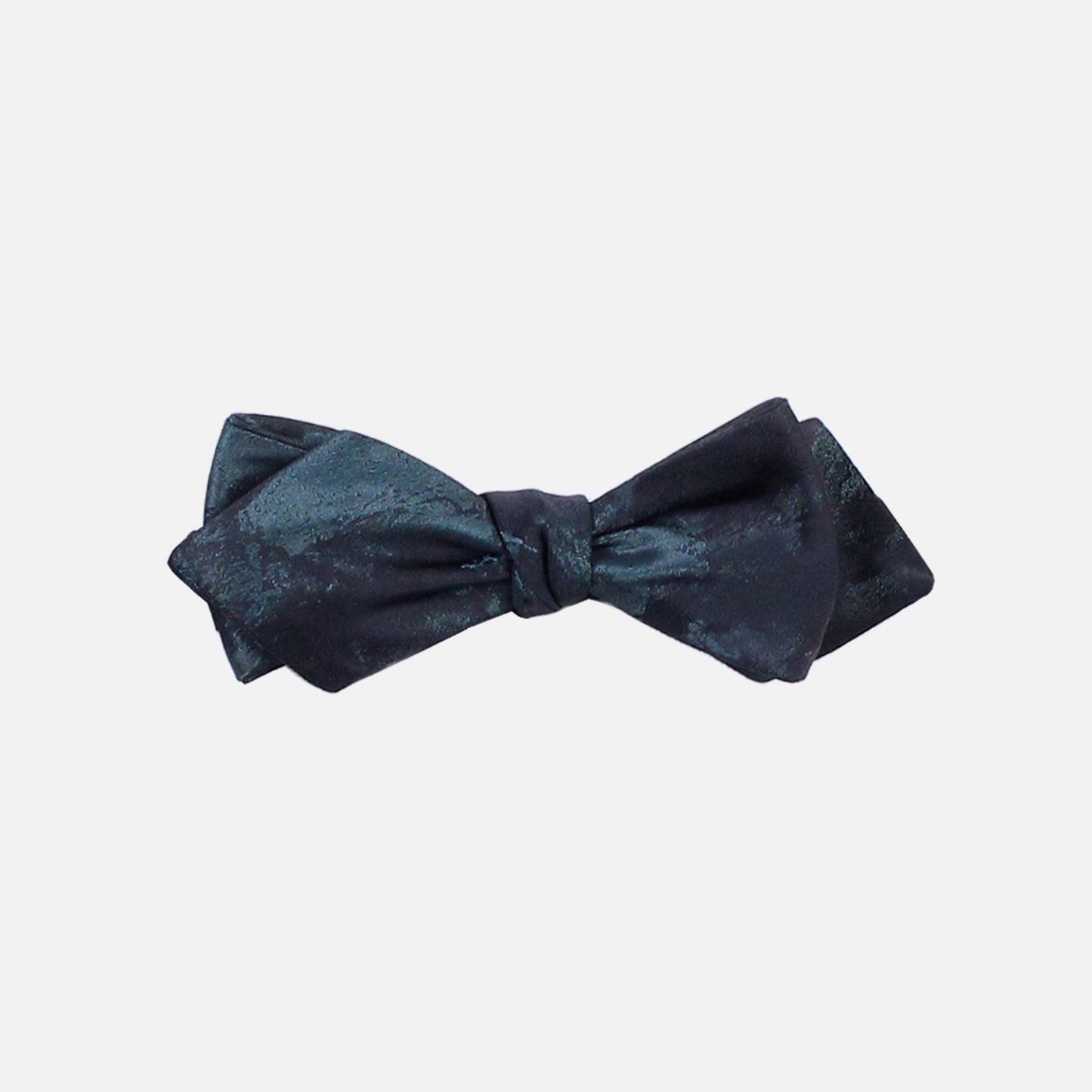 Black Green Silk Self Tie Diamond Tip Bow Tie