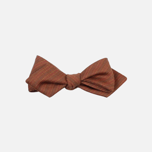 Brown stripe wool diamond tip self tie bow tie by German Valdivia